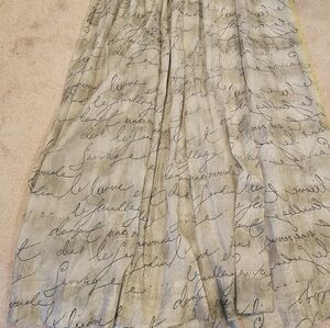 Custom made curtains with French writing